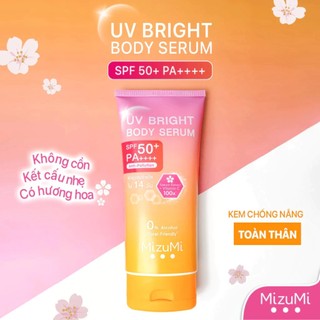 Kem Chống Nắng Body MizuMi UV Bright Body Serum Tone Up Beige/ Lilac KCN Body Nâng Tone MizuMi 120 ml - Skinora Beauty