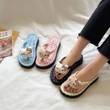 Dép Xỏ Ngón Nữ,Dép Tông Nữ Đế Cao 5cm Hellokitty Kiểu Dáng Mới Chống Trơn