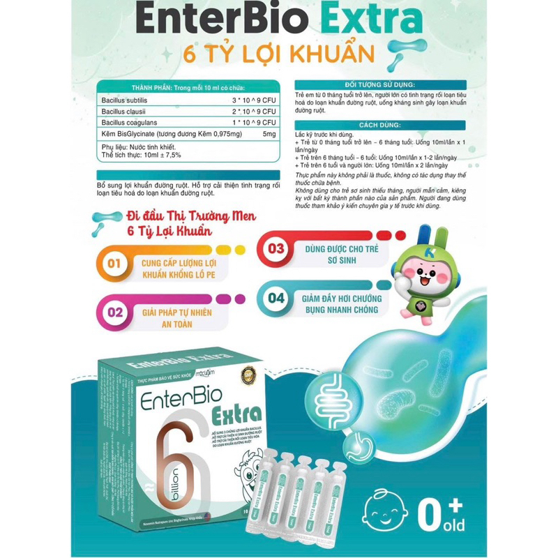 Men Vi Sinh EnterBio Extra Hỗ Trợ Tiêu Hóa Cho Bé Từ 0 Tháng Tuổi Hộp 10 Ống | Babymall & Care