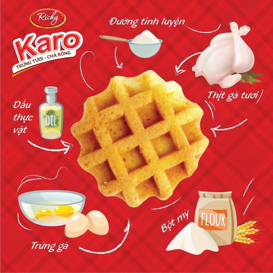 [Tặng quà đơn từ129k][VỊ SỮA MỚI] Combo 3 bịch bánh Karo chà bông sợi gà, Bánh ăn sáng, Bánh kẹo Richy, HSD 45 ngày