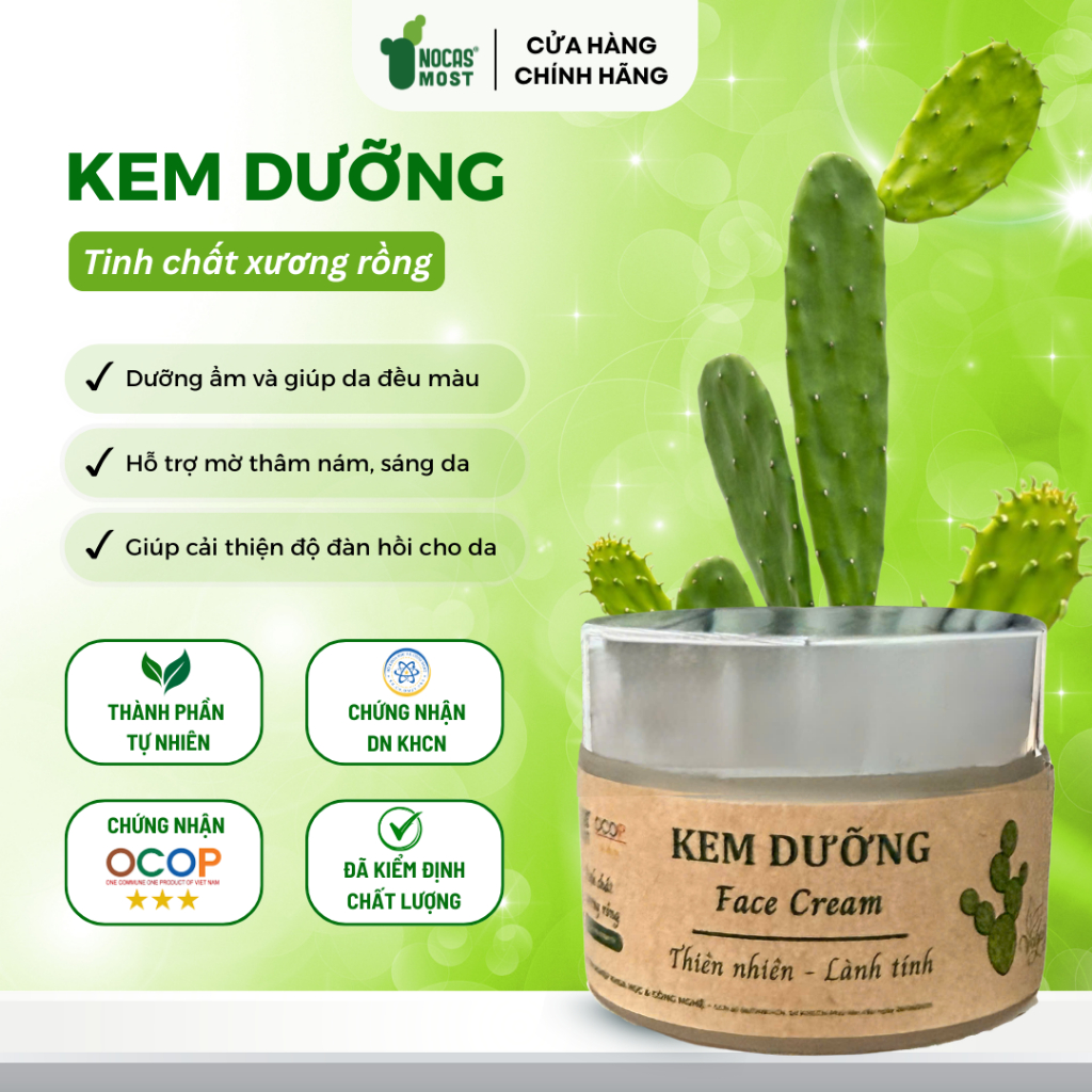 Kem dưỡng da thiên nhiên Nocas Most chiết xuất Xương rồng dưỡng ẩm da, giảm thâm nám, trắng da 50g