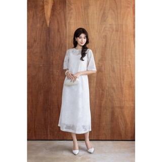 SWANLAKE | Váy Đầm Maxi Suông Nữ Hai Lớp Tay Ngắn Cổ Tròn Vải Tơ Hoa Cao Cấp Đi Tiệc Du Lịch D12064
