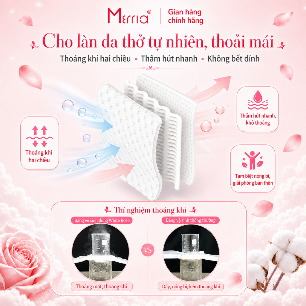 Băng Vệ Sinh White Rose, Băng Vệ Sinh Hằng Ngày Mềm Mịn Khô Thoáng Ngày Và Đêm Merria Việt Nam AMIZIN