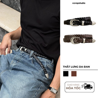 [DEAL MỞ BÁN] Thắt lưng da thật kiểu đan bản nhỏ tạo điểm rủ tự nhiên trước quần phong cách cleanfit - CCROPSTUDIO