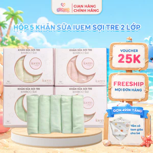 Hộp 5 Khăn Sữa Sợi Tre Iuem 2 Lớp Cho Bé - Thấm Hút Tốt, Mềm Mại, An Toàn Cho Bé - Cocoro Baby