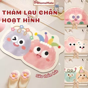 Thảm Lau Chân Nhà Tắm Hoạt Hình Dễ Thương, Chất Liệu Bùn Tảo Thấm Nước Nhanh, Chống Trượt An Toàn