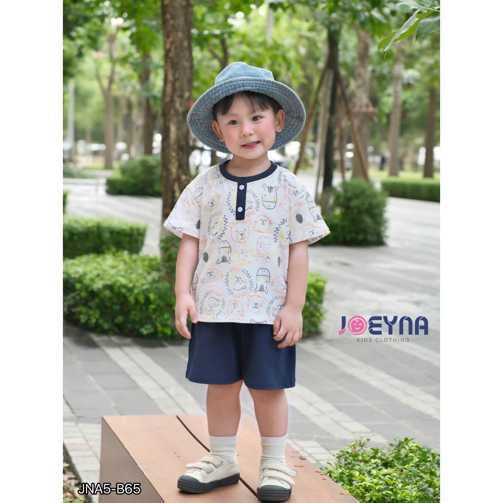 Set bộ cộc Joeyna B65 in tràn mặt gấu cho bé 8-24kg