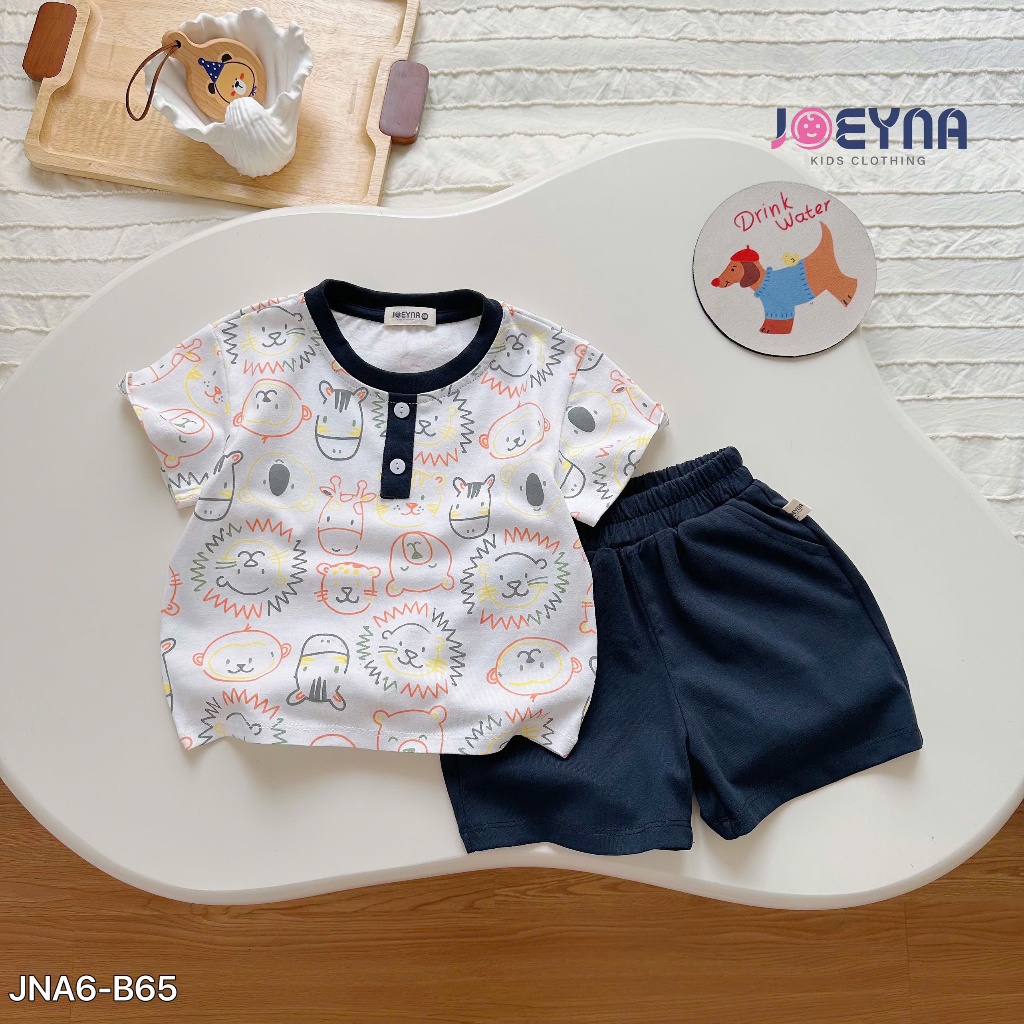 Set bộ cộc Joeyna B65 in tràn mặt gấu cho bé 8-24kg