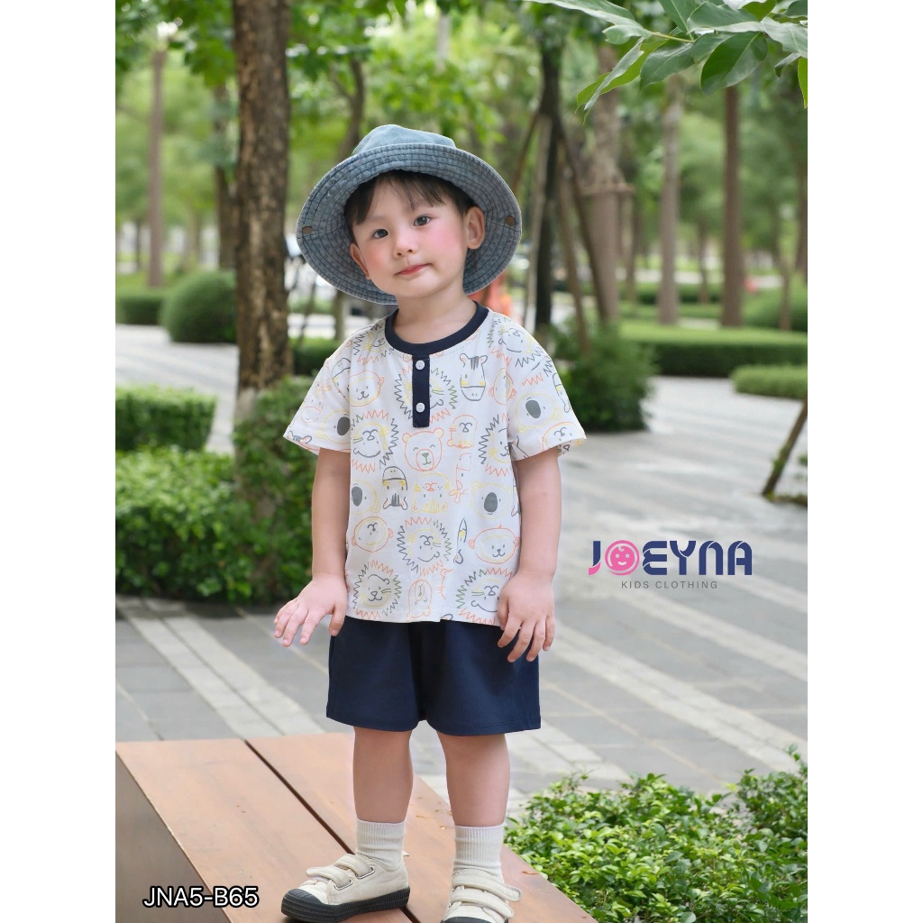Set bộ cộc Joeyna B65 in tràn mặt gấu cho bé 8-24kg