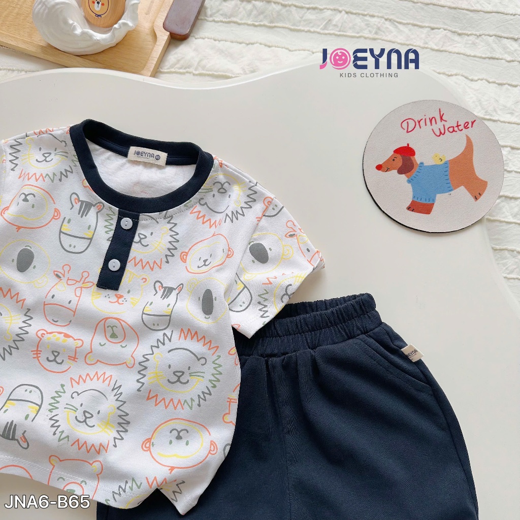 Set bộ cộc Joeyna B65 in tràn mặt gấu cho bé 8-24kg