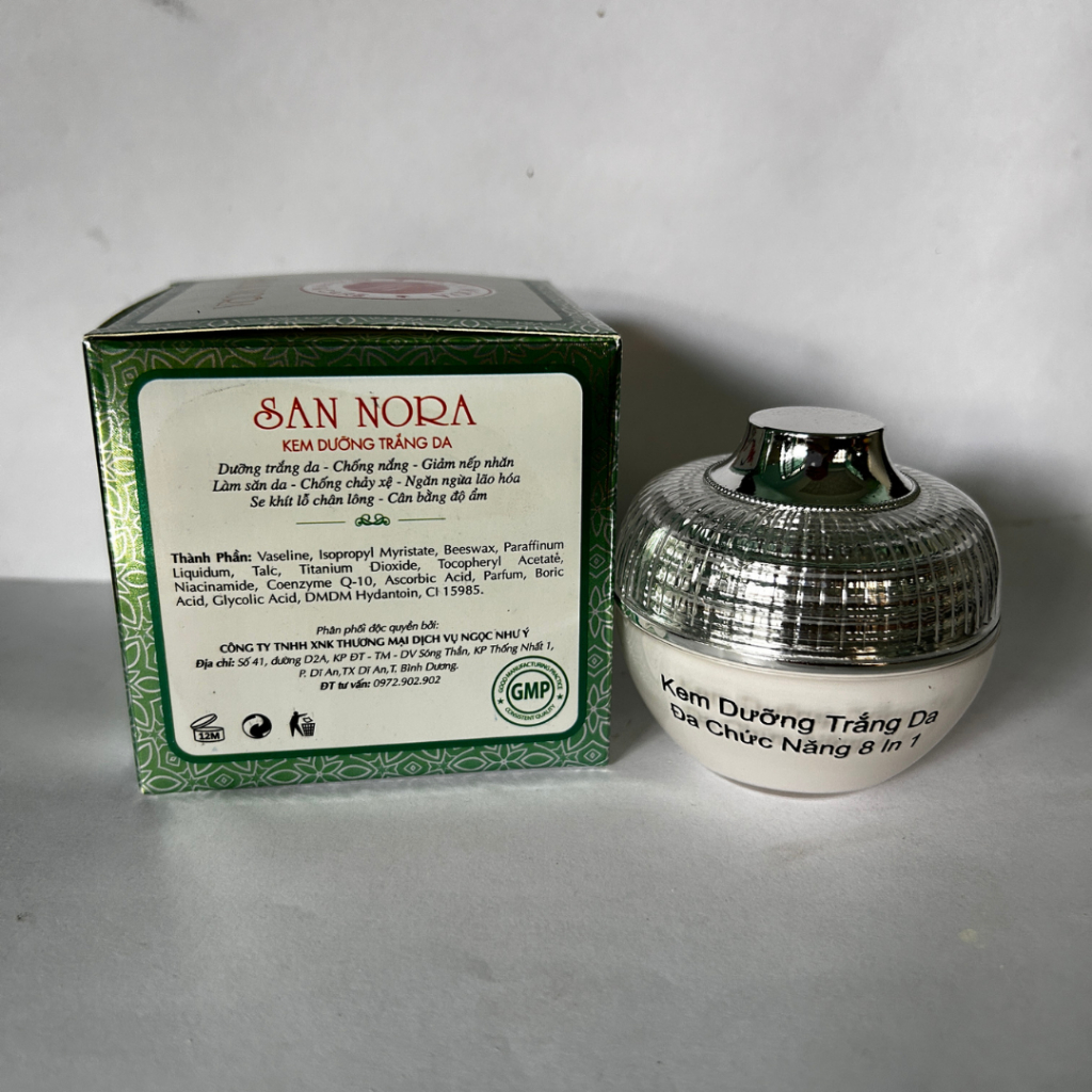 Kem Trắng Da Mặt Linh Chi Đỏ Collagen San Nora 8in1 Chống Lão Hóa Săn Chắc Da 30g
