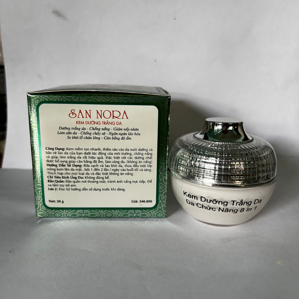 Kem Trắng Da Mặt Linh Chi Đỏ Collagen San Nora 8in1 Chống Lão Hóa Săn Chắc Da 30g