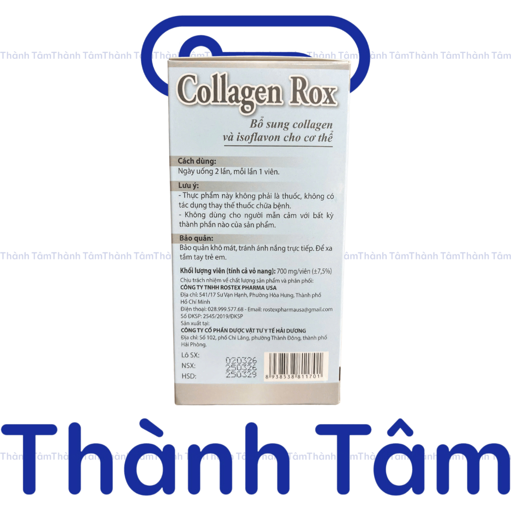 Viên uống trắng da COLLAGEN ROX TRẮNG hỗ trợ làm đẹp da, giảm nám mờ thâm - Hộp 60 viên