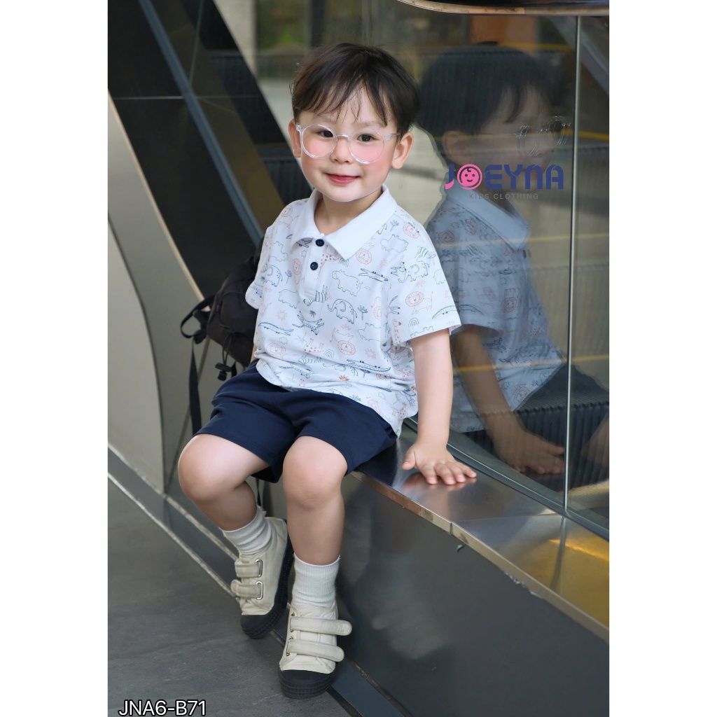 Set bộ cộc polo Joeyna B71 in tràn hình thú cho bé 8-24kg