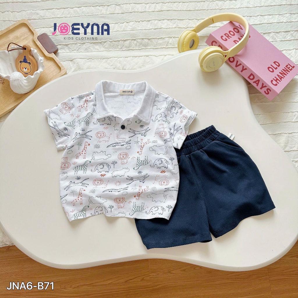 Set bộ cộc polo Joeyna B71 in tràn hình thú cho bé 8-24kg