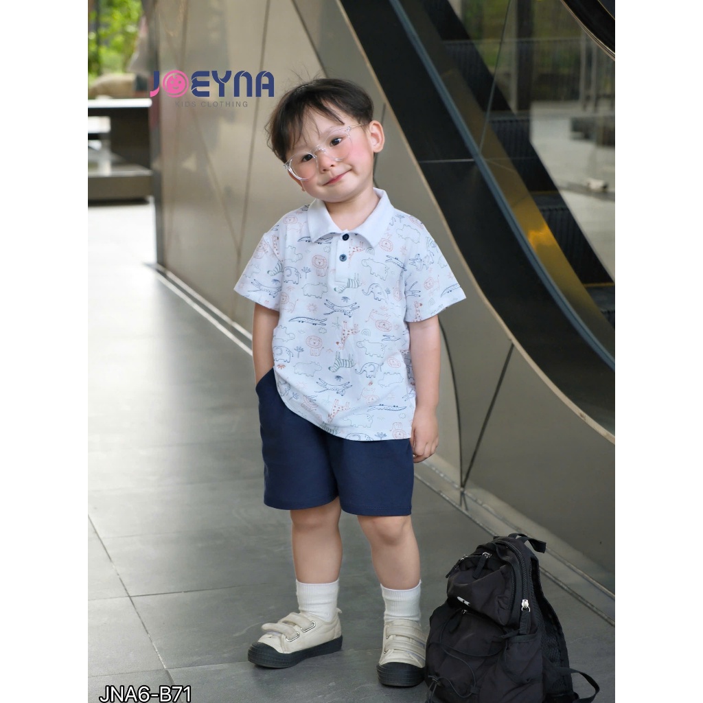 Set bộ cộc polo Joeyna B71 in tràn hình thú cho bé 8-24kg