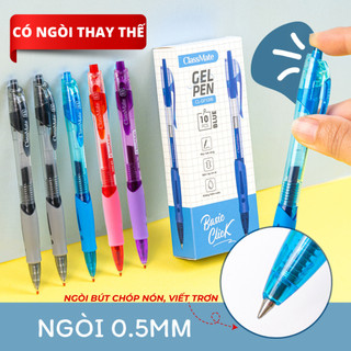 Bút Gel Béo Bấm Ngòi 0.5mm Basic CLASSMATE, Bút Bi Mực Xanh Đen Không Thấm Nước, Có Ngòi Thay Thế CL-GP109