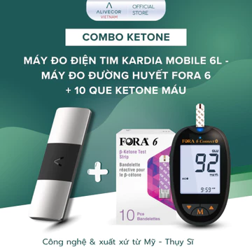 [Kardia] Combo Ketone Thiết Bị Đo Điện Tim Cá Nhân Kardia Mobile 6L + Máy Đo 6 Chỉ Số + 1H Que Thử Ketone
