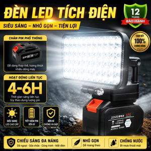 Đèn LED 55 bóng dùng chân pin phổ thông Makita, đèn led siêu sáng soi đêm, cắm trại, đi dã ngoại