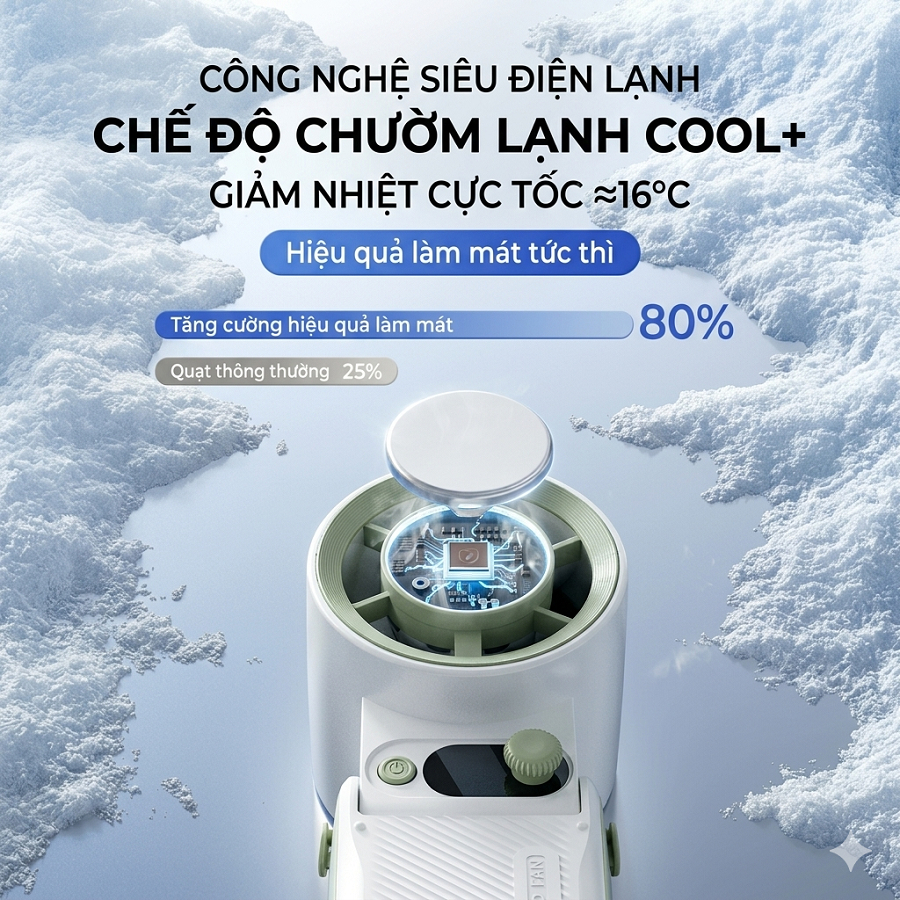 Quạt cầm tay sò lạnh pin sạc tích điện gấp gọn để bàn 199 tốc độ gió - Gutek K228