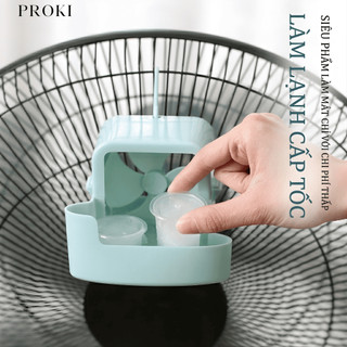 Quạt Hộp Kèm Đá Viên Proki Quạt Điều Hoà Kẹp Lồng Kèm 4 Cốc Đá Làm Mát Nhanh, Gió Lạnh Sâu, Dễ Lắp, Tiết Kiệm Điện