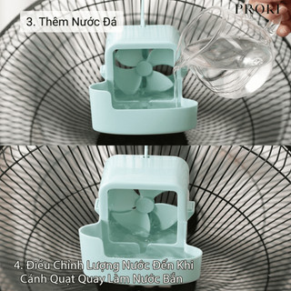 Quạt Hộp Kèm Đá Viên Proki Quạt Điều Hoà Kẹp Lồng Kèm 4 Cốc Đá Làm Mát Nhanh, Gió Lạnh Sâu, Dễ Lắp, Tiết Kiệm Điện