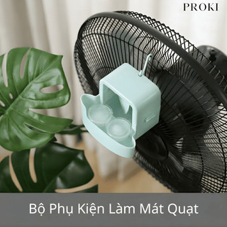Quạt Hộp Kèm Đá Viên Proki Quạt Điều Hoà Kẹp Lồng Kèm 4 Cốc Đá Làm Mát Nhanh, Gió Lạnh Sâu, Dễ Lắp, Tiết Kiệm Điện