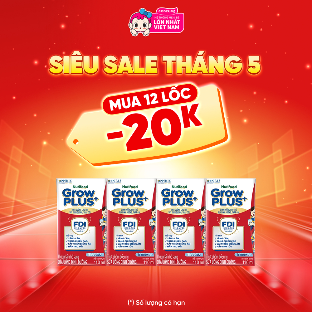 Sữa GrowPLUS+ ít đường 110ml (lốc 4 hộp)