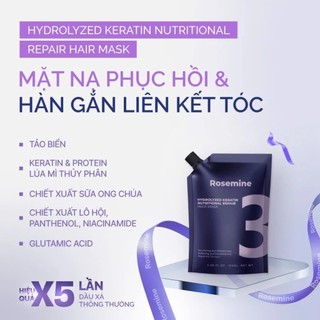 Ủ Tóc Rosemine Làm Mượt Tóc Mặt Nạ Ủ Tóc Keratin Rosemine Ngăn Gãy Rụng Tóc Phục Hồi Tóc - Skinora Beauty