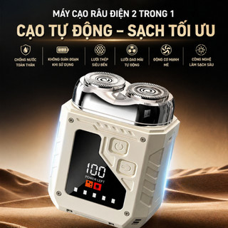 Máy cạo râu dành cho nam, dao cạo điện USB, sạc nhanh; máy cạo râu đa chức năng, có kèm đầu tỉa lông mũi và kèm gương