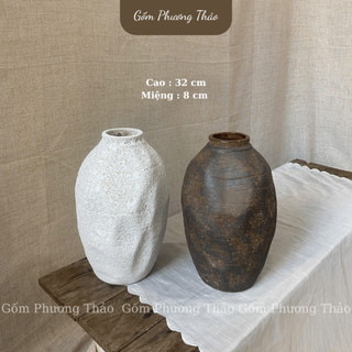 Bình hoa thiết kế phong cách WABI SABI nhiều kiểu dáng, men atlantic/ nâu mộc