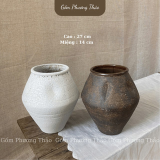 Bình hoa thiết kế phong cách WABI SABI nhiều kiểu dáng, men atlantic/ nâu mộc