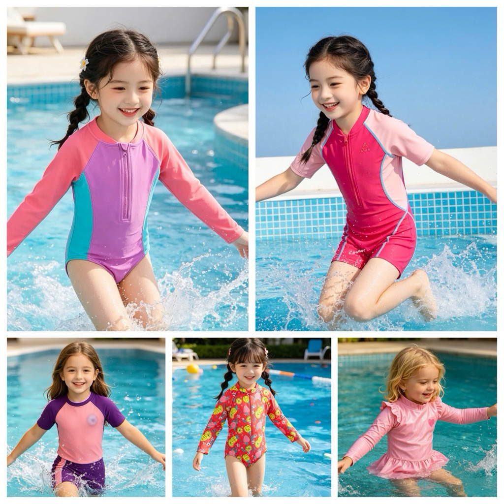 Set Bơi Bé Gái 10Y-14Y Xuất Dư Chống Nắng UPF 40-50+ Đồ Bơi Trẻ Em Nữ Size (32-38kg)