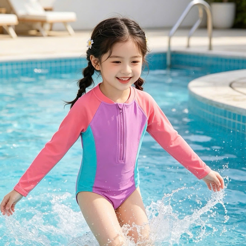 Set Bơi Bé Gái 10Y-14Y Xuất Dư Chống Nắng UPF 40-50+ Đồ Bơi Trẻ Em Nữ Size (32-38kg)