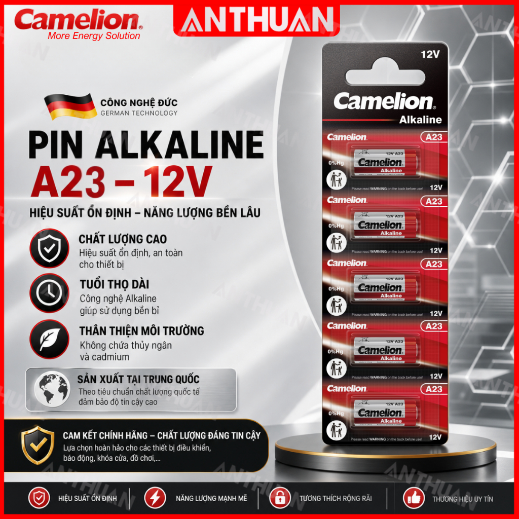 Pin A23 - 23A Chính Hãng Camelion Plus Alkaline 12V thay khiển cửa cuốn, chuông điện, chìa khóa oto