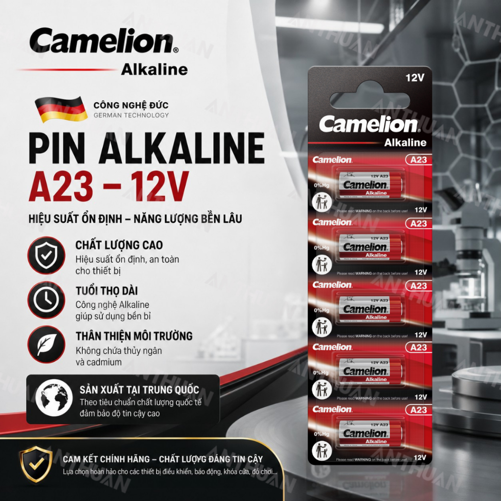 Pin A23 - 23A Chính Hãng Camelion Plus Alkaline 12V thay khiển cửa cuốn, chuông điện, chìa khóa oto