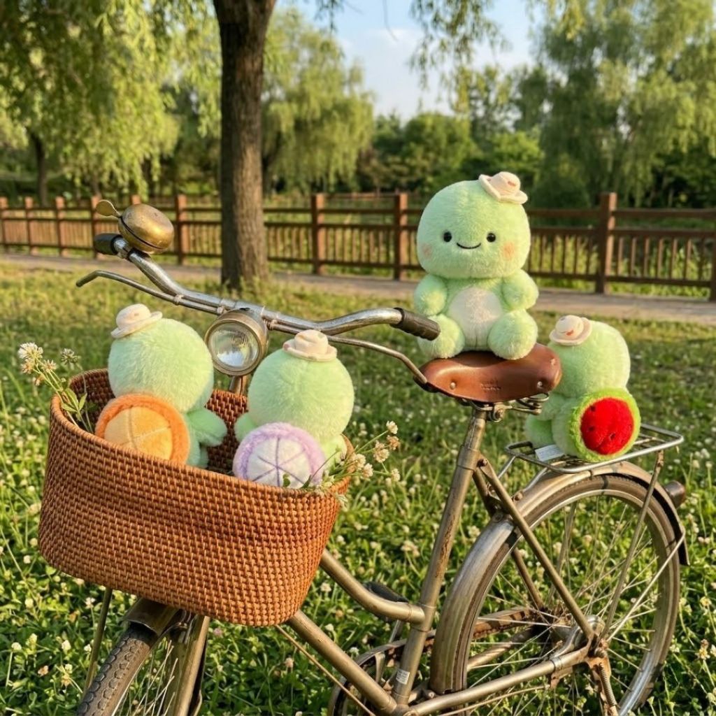 Gấu Bông Bé Rùa Xanh Đeo Balo Hoa Quả Đáng Yêu, Thú Nhồi Bông Rùa Trái Cây Mini Làm Quà Tặng Đáng Yêu Cho Bé