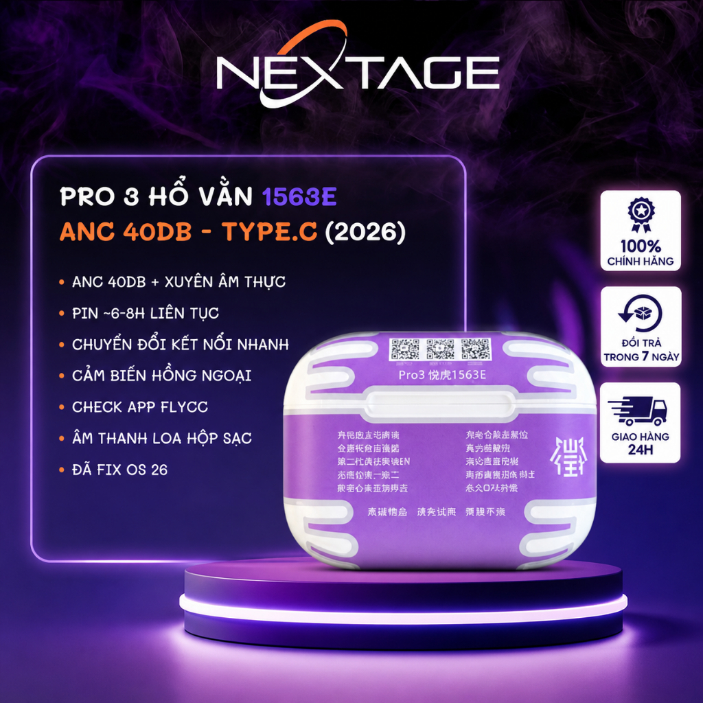 Tai Nghe Bluetooth Hổ Vằn Gen3 1563E, Gen3 ANC Chống Ồn ANC 40DB - Xuyên Âm - Tăng Giảm Âm Lượng - Bass Treble Căng