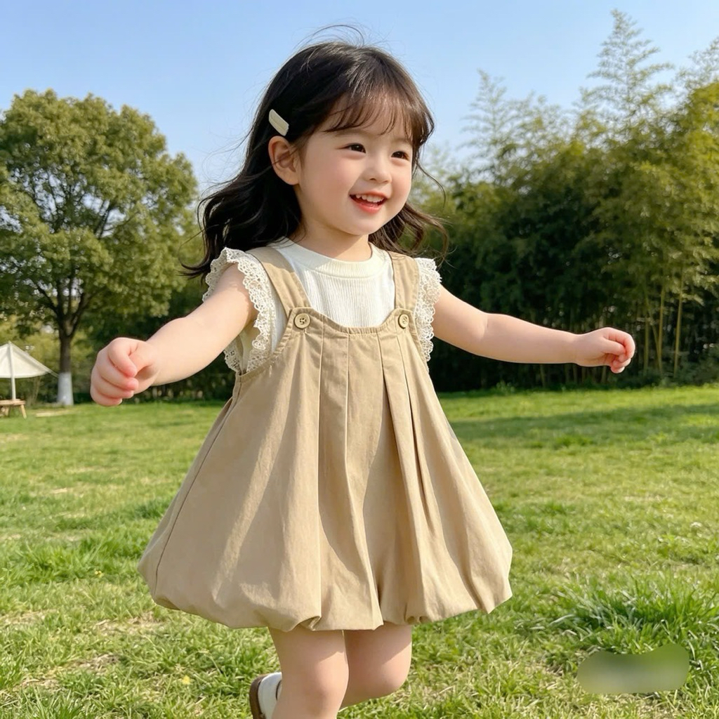Váy Yếm Bé Gái Siêu Xinh - Đầm Yếm Thời Trang S5312 D8916 Dễ Thương Cho Bé Size 1-10 Tuổi (10-45kg)