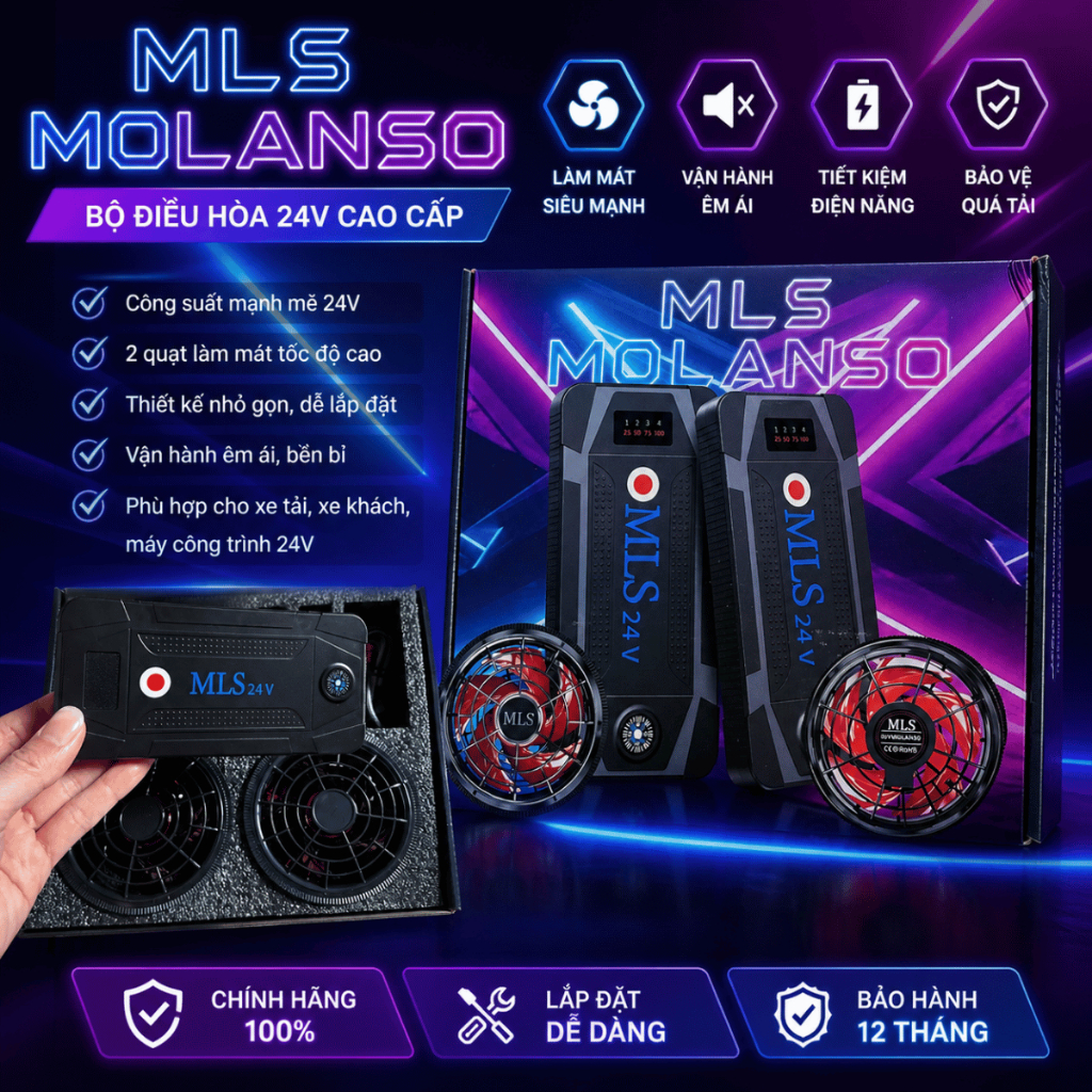 Áo điều hoà Nhật Bản MLS M5 chính hãng, pin quạt áo điều hoà siêu mỏng nhẹ làm mát liên tục 12-14h