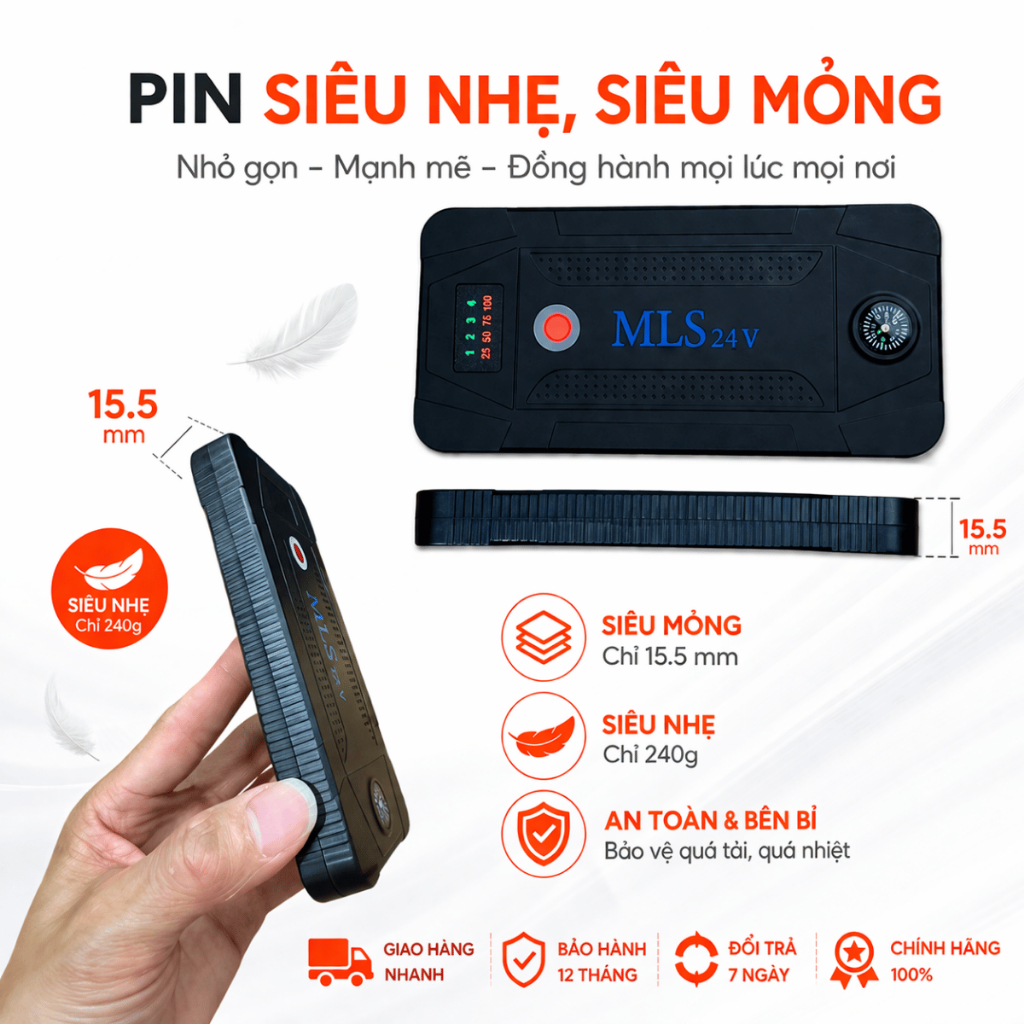 Áo điều hoà Nhật Bản MLS M5 chính hãng, pin quạt áo điều hoà siêu mỏng nhẹ làm mát liên tục 12-14h
