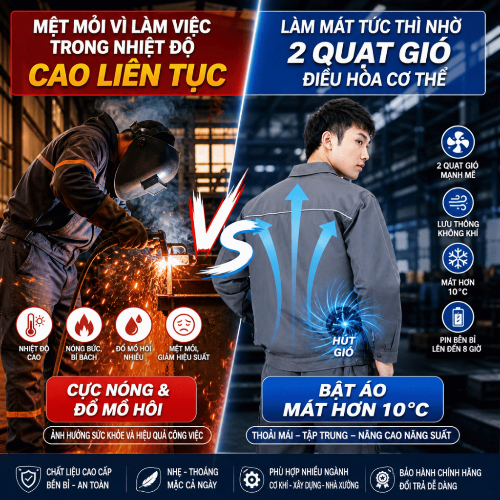 Áo điều hoà Nhật Bản MLS M5 chính hãng, pin quạt áo điều hoà siêu mỏng nhẹ làm mát liên tục 12-14h