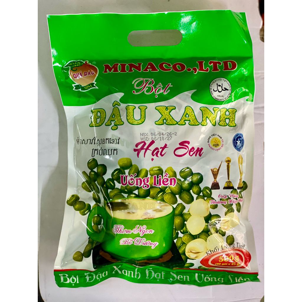 Bột Đậu xanh hạt sen uống liền - MINACO Gói 500g | Shopee Việt Nam
