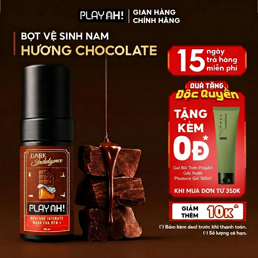 Bọt Dung Dịch Vệ Sinh Nam PlayAh! Dark Indulgence hương Chocolate/Mint Whisper/Franklin tạo bọt 100ml