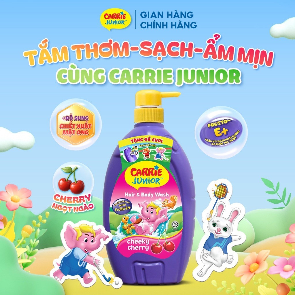 [MUA 1 TẶNG 1] Sữa Tắm Gội Carrie Junior cho bé hương thiên nhiên 700g tặng 1 túi sữa tắm 380gram - live