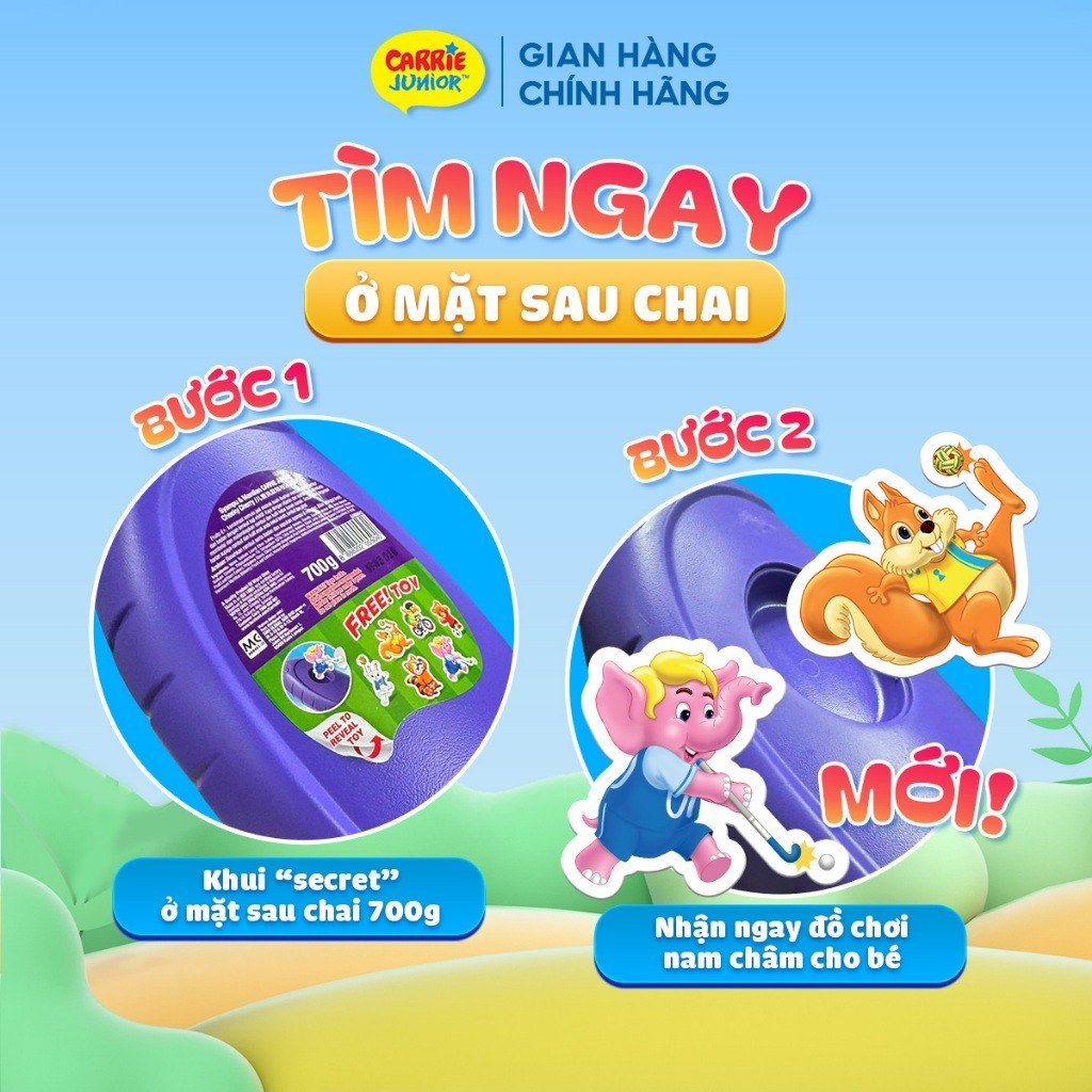 [MUA 1 TẶNG 1] Sữa Tắm Gội Carrie Junior cho bé hương thiên nhiên 700g tặng 1 túi sữa tắm 380gram - live