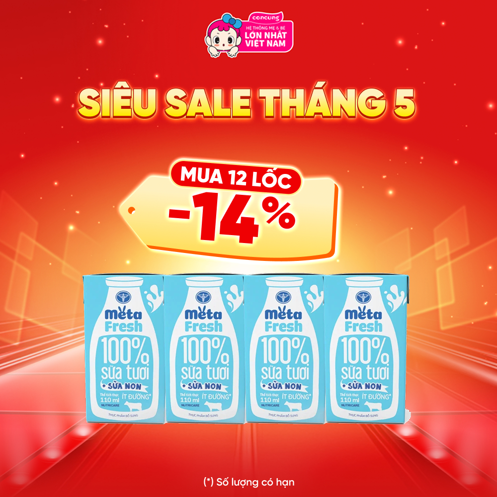 Sữa tươi ít đường bổ sung sữa non Metafresh 110ml, lốc 4 hộp