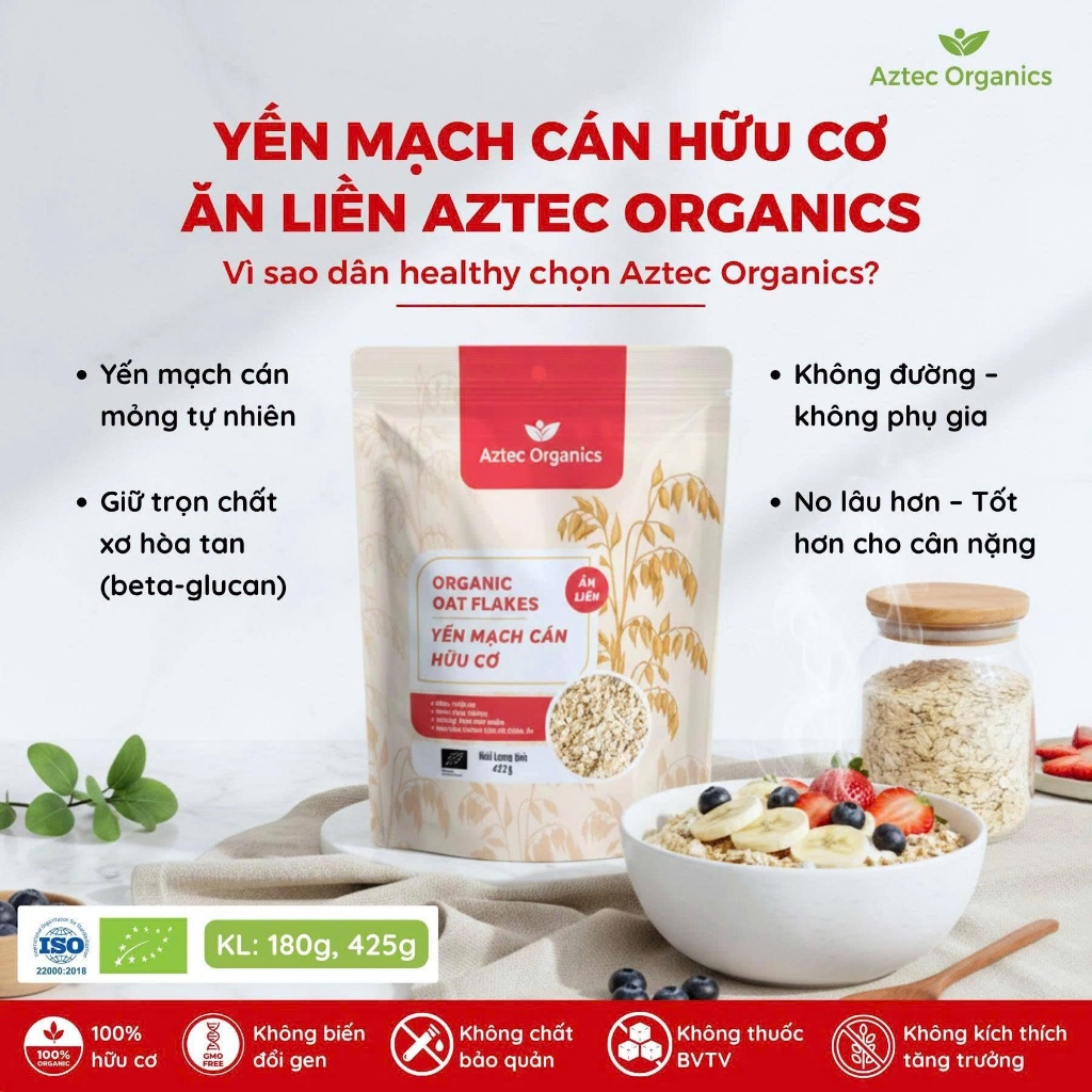 YẾN MẠCH CÁN HỮU CƠ ĂN LIỀN Aztec Organics