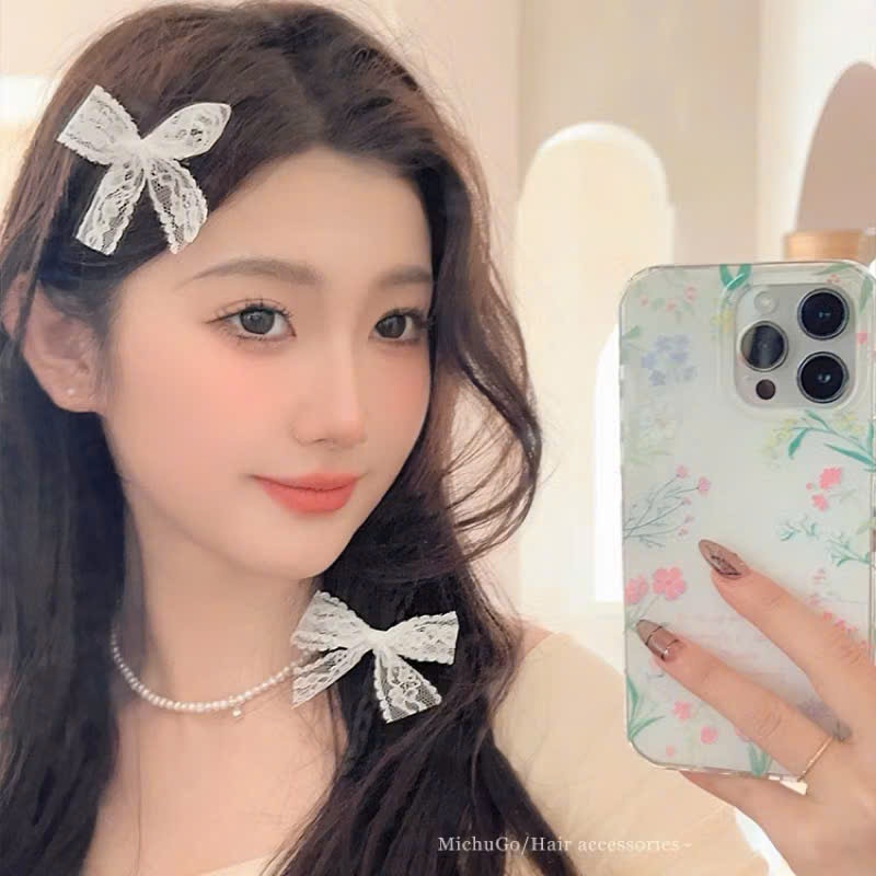 Kẹp Tóc Ren Nơ 𝐒𝐚𝐦𝐩𝐭𝐲 Xinh Phối Túi Đi Biển, Cực Dễ Thương