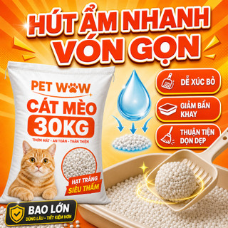 Cát Vệ Sinh Cho Mèo Bao 30kg - Combo Thơm Nhẹ, Khử Mùi, Tiết Kiệm